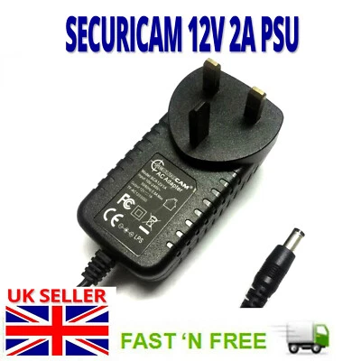 SECURICAM To Fit 12V Swann CCTV DVR Camera KITS Power Supply Adapter 12V 2A AC/DC Mains UK