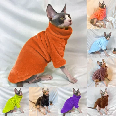 Cozy Sphynx Cat Clothes,Velvet Turtleneck Coat,Small Dog Pet Warm Winter Jacket - Image 1 of 4