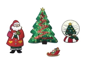 Weihnachten bestickt Applikation Patch Set Baum Weihnachtsmann Schlitten Schneemann Geschenk Bügelbild - Bild 1 von 8