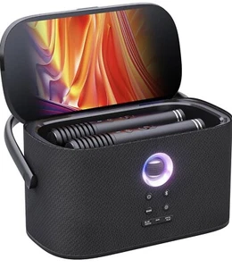 Portable Karaoke Machine w/ Built-In Lyrics Display & Screen, 2 Microphones - Picture 1 of 17
