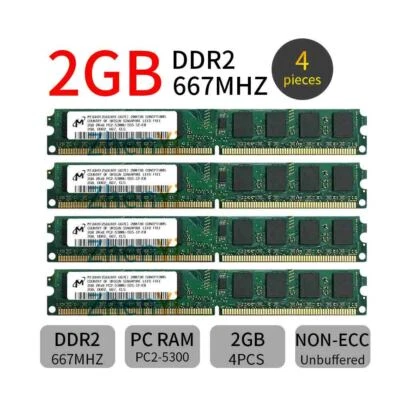 8GB 4x 2GB DDR2 667MHz PC2-5300U 240Pin Intel Desktop Memory SDRAM Micron ZT BT - Image 1 of 4