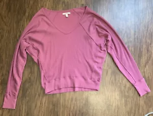 Free People Waffle Knit Mauve Top Small - Picture 1 of 4