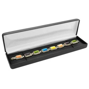 Lote de 12 cajas de regalo de pulsera/reloj de cuero sintético negro 8" x 2" x 1-1/8" - Imagen 1 de 4