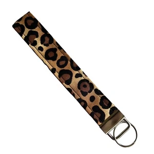 Handmade Cheetah Leopard Fabric Keychain Wristlet, Key Fob Lanyard - Picture 1 of 4