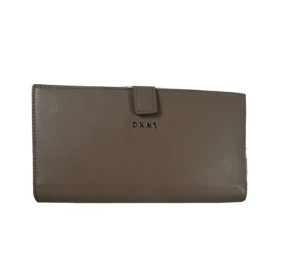 Cartera DKNY Taupe Cierre a Presión Cheques Libro Billetera Sin Doblar Bolsillos para Tarjetas de Crédito Foto 1 de 4