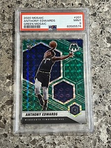 Anthony Edwards 2020 Panini Mosaic Green Prizm Rookie RC #201 PSA 9 MINT