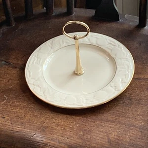 8" Lenox FRUITS OF LIFE ivory plate w/ a stem,cookies,candy,perfect hostess gift - Picture 1 of 3