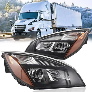 Headlights For 2018-2022 Freightliner Cascadia Halogens Black Headlamps W/ Bulbs - Bild 1 von 16