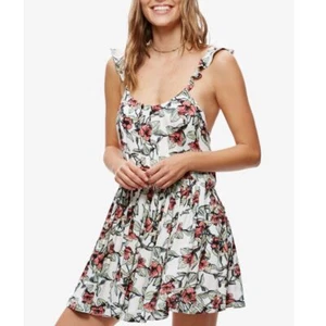 Mini Vestido Floral Free People Dear You Blanco Sin Mangas Ajuste y Acampanado Talla M - Imagen 1 de 11
