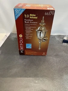 Portfolio 66579 Motion Activated Outdoor Wall Fixture Brass - Picture 1 of 2