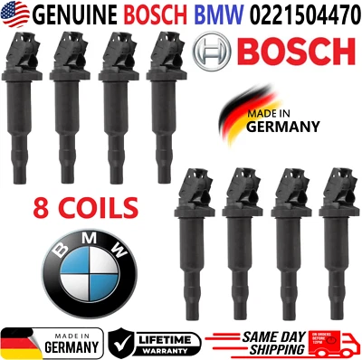 GENUINE BOSCH BMW x8 Ignition Coils For 2011-2018 BMW 2.0L 3.0L 4.4L, 0221504470 - Image 1 of 4