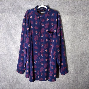 Y2K Fubu Collection Shirt 3Xl All Over Logo Button Long Sleeve Urban Street Core - Picture 1 of 22