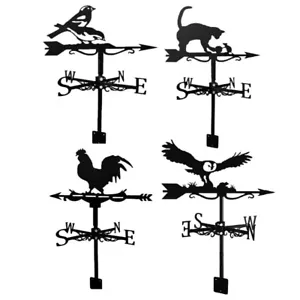 Black Metal Weather Vane Wind Indicator Weathercock Garden Shed House Decoration - Picture 1 of 9