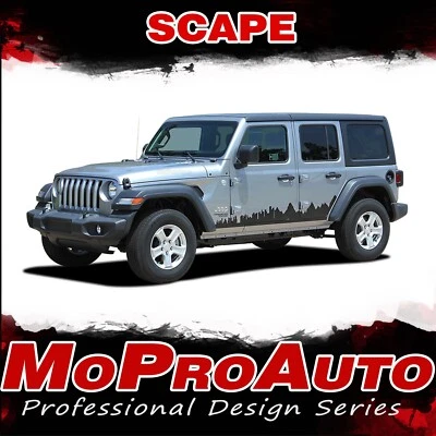 Jeep Wrangler JL Side Door Vinyl Graphics City Scene Body SCAPE Decal Stripes - Image 1 of 4