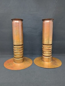 WARM COPPER! 9" Pair of Brutalist Candlesticks by THOMAS ROY MARKUSEN Modernist - Picture 1 of 16