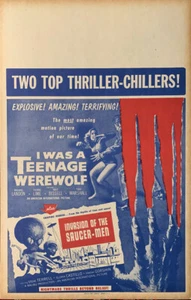 I Was a Teenage Werewolf / Invasion of the Saucer-Men Combo Tarjeta de ventana Benton - Imagen 1 de 1