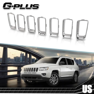 Fit For 2011-2017 Jeep Compass Front Bumper Grille Insert Trim Molding Silver - Image 1 of 4