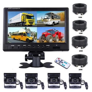 4 X Rückfahrkamera RÜCKFAHRSYSTEM Mit 9 Zoll Split Monitor Für KFW LKW 12V 24V - Picture 1 of 15