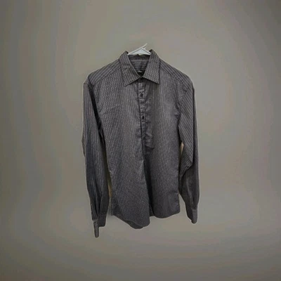 Z Zegna "Regular Fit" Men's Black and Gray Long Sleeve Dress Shirt Size 38/ 15 - Image 1 of 4
