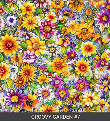 Tela acolchada Groovy Garden 100 % algodón 6 yardas, flor floral #7 Foto 1 de 2