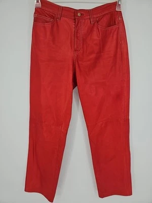 Pantalones de cuero rojos para mujer Ralph Lauren Collection 2 etiquetas moradas  Foto 1 de 4