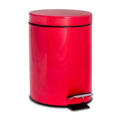 Rund Badezimmer Treteimer Stahl Papierkorb Removable Inner 3 Liter Red - Bild 1 von 4