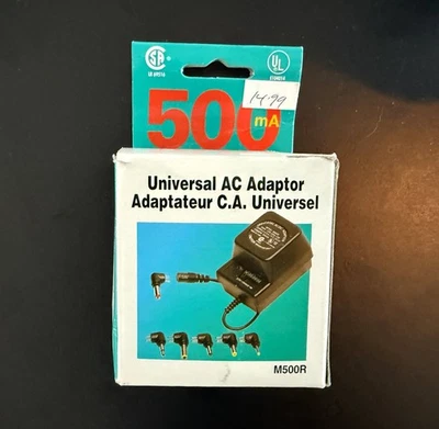 Universal AC Adaptor 500mA M500R with 6 output plugs for 3, 4.5, 6, 7.5, 9, 12V - Image 1 of 3