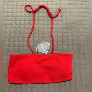 Zaful Red Ribbed Bandeau Bikini Top NWT Size US Size 8 - Picture 1 of 3