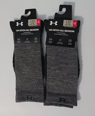 NEW x2 Under Armour Hitch All Season Pitch Gray Heather Sock Sz.7- 8.5 Medium  - Image 1 of 4