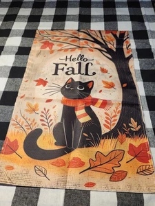 Gartenfahne 11x17 Hello Fall Katze einseitig - Bild 1 von 1