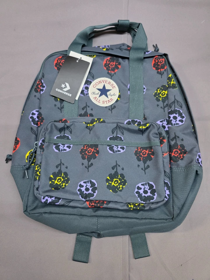 Converse Unisex Floral Square Backpack, Green - Image 1 of 4