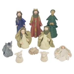 Geknütete Engel Krippe Drei Weise Männer Maria Jesus und Josef 10 Stück - Bild 1 von 21