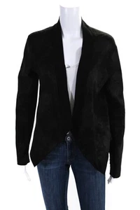 Velvet Womens Long Sleeve Open Front Cowl Neck Wrap Top Black Size Small - Picture 1 of 5