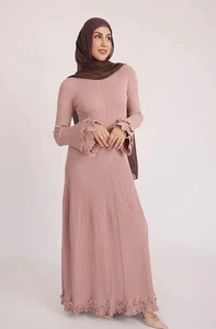 ZAHRAA Damen Isadora Rüschen Strick Langarm Maxikleid Blush Größe S - Bild 1 von 8