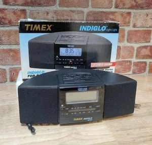 Timex Indiglo Night-Light AM/FM Stereo Digital Twin Alarm Clock - Picture 1 of 13