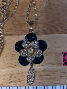 Collar Betsey Johnson Flor Azul Y Cristal 🌺 - Imagen 1 de 5