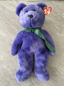 Ty Beanie Buddies EMPLOYEE BEAR Purple 1999 Plush with Tag– Exclusive Staff Gift - Picture 1 of 2