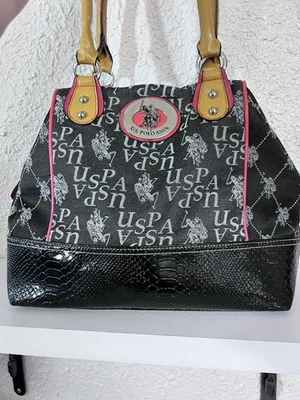 Ralph Lauren Polo Hand Bag Pink Black Purse Clean! Zip Closure Polo Purse - Image 1 of 4