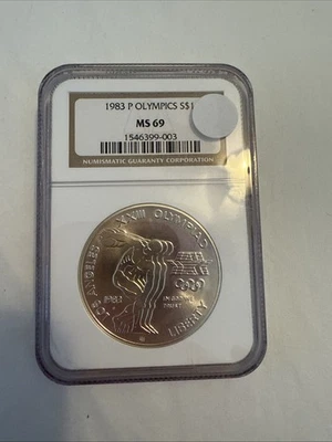 1983-D Olympic Silver Commemorative Dollar MS69 NGC Mint State 69 - Image 1 of 2