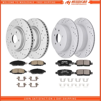 Front Rear Drilled Rotors Brake Pads Kit for Nissan Pathfinder Murano JX35 QX60 - Image 1 of 4