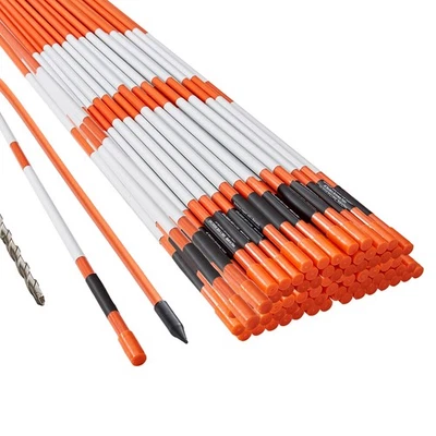 100/50/30 PCS 48" Driveway Markers Orange Snow Plow Stakes Fiberglass Rod - Image 1 of 2
