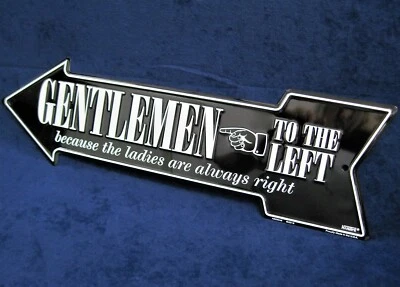 GENTLEMEN LEFT Arrow - *US MADE* Embossed Metal Sign - Man Cave Garage Bar Decor - Image 1 of 4