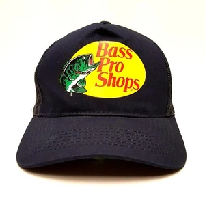 BASS PRO SHOPS Blue Mesh Snapback Trucker Hat Fishing Baseball Cap EUC - Picture 1 of 9