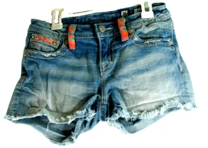 Miss Me Blue Shorts Youth Girls Sz 16 Denim Cut offs - Picture 1 of 5