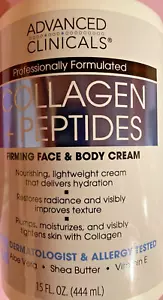 3 Pack! ADVANCED CLINICALS COLLAGEN + PEPTIDE Firming FACE BODY CREAM 15oz USA - Picture 1 of 6