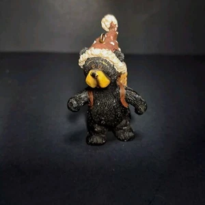 Black Bear Christmas Ornament Backpack Santa Hat Posed Resin 4" - Picture 1 of 4