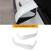 Gloss White Rearview Mirror Rain Eyebrow Cover Trim Fit For Tesla Model 3 Y 2021