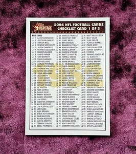 2006 Topps Heritage Fußball Checkliste #1/3 neuwertig 1952 NFL HOF Legends Rookie RC - Bild 1 von 4