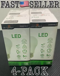 Dimmable LED Light Bulbs 100W Equivalent E26 A19 1052LM 13W Daylight (4 PACK) - Picture 1 of 9