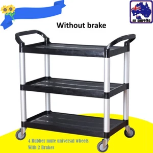 Catering Shelf Black 3 Tier Service Cart Restaurant Trolley Kitchen Push Shelf - Picture 1 of 8